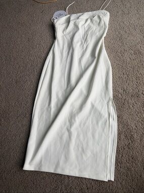 Princess Polly White Strapless Maxi Dress with Slit